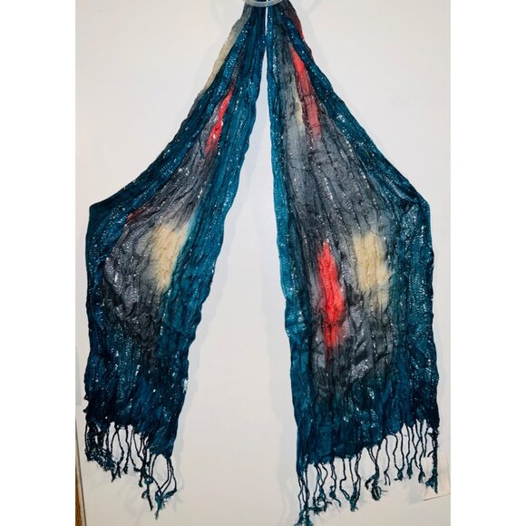 New Scarf With Fringe 100% Viscose Hand-Dyed Artistic Scarf - Picture 1 of 1
